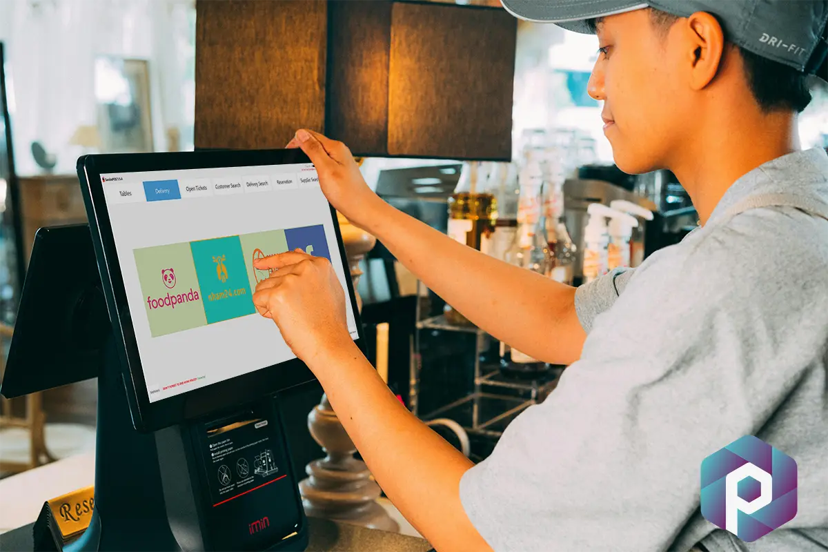 Image of a waiter using a POS terminal